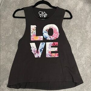 Chaser Black Floral LOVE Tank Top